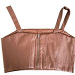 Jason Wu Faux Leather Square Neckline Crop Tank Top Brown Size Small New Photo 3