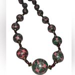 Leather like Black and Red Beaded Necklace Photo 1