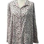 Victoria's Secret  Button Up Flannel Pajama Top  Purple Leopard Print XL Photo 0