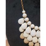 Womens Statement Layered Teardrop Bib Necklace With Gold Chain And Lobster Clasp White Photo 4