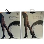 Natori Leopard Mix Sheer Tights Black Size L 2 pair Photo 1