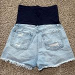 Pinkblush  Distressed Raw Hem Demin Blue Jean‎ Shorts Maternity Small Photo 1