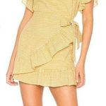 Tularosa Jenny Mini Dress Marigold Plaid Wrap Ruffles Cotton Yellow Medium EUC Photo 0
