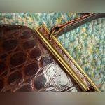 Vintage 50/60s Bellestone brown alligator leather clasp frame purse Photo 14