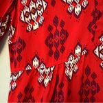 Maeve Anthropologie  Woodland Walk Buttondown red aztec ikat boho blouse size 2 Photo 8