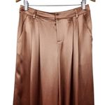 Retrofête Retrofete Wide Leg Pleated Pant Size Medium? Brown/Gold Satin Photo 1
