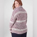 Lane Bryant Cardigan Size 18/20 Cozy Burgundy White Striped Cotton Button-Front Photo 1