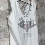 Hardly An Angel Biker Lace Up Tank Medium White Photo 2