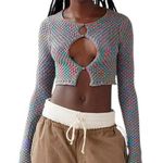 Urban Outfitters  Piper Keyhole Textured Knit Long Sleeved Crop Top Sz Medium Photo 2