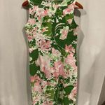 Talbots Adorable cotton canvas textured floral sheath dress notch collar midi Photo 0