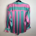 ZARA  7885/138 Barbiecore Satin Pink Seafoam Green Striped Button-down Shirt XS Photo 6