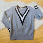 Joan Vass  Deep V Knit Printed Detailed Sweater large Photo 3