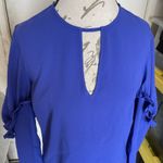EXPRESS  Womens Blouse Sz Small Blue Long Sleeve Office Work Wear Business Retro Photo 3