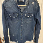 Minnie Mouse Denim Jean Jacket Shirt Shacket Grunge Retro Says Medium See Msrmts Blue Photo 0