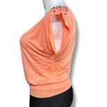 Stigma Womens T Shirt Blouse Top Boat Neck Short Sleeve Studded Accent Orange Size L Photo 4