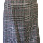 Vintage 80s Country Suburbans Wool Glen Plaid Check Midi Skirt Straight Lined 12 Gray Photo 0