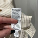 Chico's  sz 2 Large Linen Top Shirt White Beige Pinstripe Stripe Coastal Grandma Photo 8