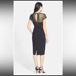 Maggy London Black Stretch Crepe Gold Lace Illusion Dress, Black, Size 8, NWT Photo 2