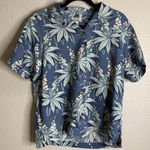 Tommy Bahama  Womens Small Blue Floral Silk Blouse Button Front Beach Tropical Photo 0