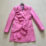 $605 NWT MSGM HALF LINED DOUBLE BREASTED BLAZER WITH RUFFLED Size 40 Pink Coat Photo 2