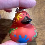 Set of 2 Novelty Rubber Duck Keychains Fun Painted Design Orange Red Photo 5