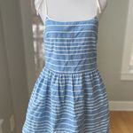 Gap Blue and White Striped Poplin Fit and Flare Dress with Tie Straps Sz 0 Photo 0