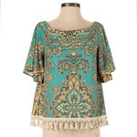 Judith March Anthropologie  Jade Bohemian Tassel Trim Off Shoulder Blouse Size S Photo 1