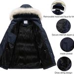 Women's Winter Warm Coats Puffer Jacket Long Drawstring Waterproof Snow Parka With Removable Faux Fur Trim Hood Photo 5