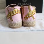 Versace New  Pink & Gold Chain Graphic-Print Canvas Slip-On Espadrilles Photo 8