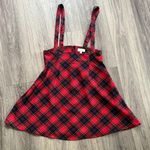 Modcloth Red and Black Plaid Skirt Large Overall Skirt with Suspenders Photo 1