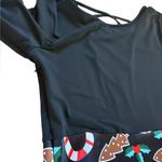 Christmas Candy Cane Midi Dress Fit and Flare across Cross Back Womens XL Black Photo 5