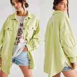Free People  Ruby Jacket Shacket Oversized Fleece in Light Green Yellow- Sz S 🧡🎀 Photo 1