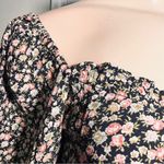 Dress Forum  Womens Crop Top Floral Black Long Sleeve Drawstring Size Small Photo 2