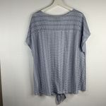 W5  Size 3X Blouse Top Blue White Short Cap Sleeve Scoop Neck Front Tie Women’s Photo 7