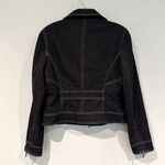 Bandolino Stretch Denim Jean Jacket Blazer Women's 6 Black Zipper Front & Cuffs Photo 5