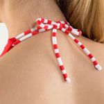 Lululemon Hip To Be Zen Halter in Twin Stripe Love Red / Love Red Tank Top Pads Photo 2