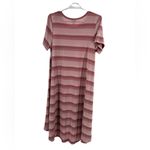 LuLaRoe Carly Pink Midi pink striped t-shirt Dress short sleeve casual comfort Photo 1