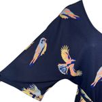 Deletta ANTHROPOLOGIE  Navy Bird Print Belted Tunic Top EUC‎ Size Small Photo 4