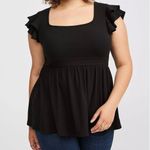 Torrid  4X Babydoll Super Soft Rib Square Neck Double Ruffle Black Whimsigoth Top Photo 0