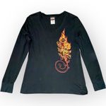 Harley Davidson  Women’s Long Sleeve Fire Rose Logo Graphic Tee Size Large Photo 2