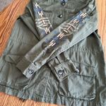 Hei Hei Embroidered Utility Jacket Small Green Cotton Front Pockets Has Stain Photo 8