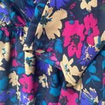 Eight Sixty  Women's Blue Pink Floral Print 3/4 Sleeve Short Dress Sz Small Photo 4