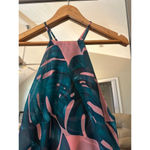 Mumu Mini Dress XS Green Pink Leaf Print Photo 3