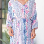 The Mint Julep Midi Dress Womens Medium Lavender Purple Floral Half Sleeve Photo 0