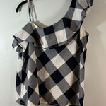 Beach Lunch Lounge Womens XL One Shoulder Ruffle‎ Plaid Casual Preppy Chic Photo 0