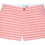 Old Navy Womens Coral & White Striped Weekend 5” Cotton Chino Shorts - Sz 14 Photo 0