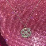 Boutique Cancer Zodiac Sign Sterling Silver Necklace 925 Bling Horoscope June July Egirl Emo Jewelry Photo 4