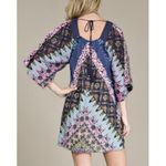 Flying Tomato Abstract Multicolor Print Bell Sleeve V Neck Dress Size S Photo 8