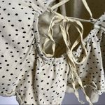 Urban Outfitters Pale Yellow Polka Dot Tie Open Back Peplum Top Large Photo 6