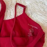 CARBON38 One Shoulder Convertible Bra Top in Melt Tomato Red Photo 4